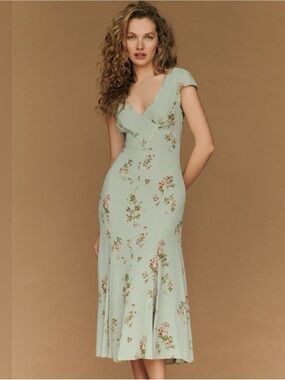 NWT Reformation Baden Dress - Hampstead-6 Green Floral Midi